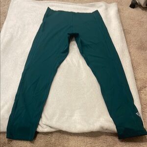 Green Full Length Leggings with Elastic Waistband